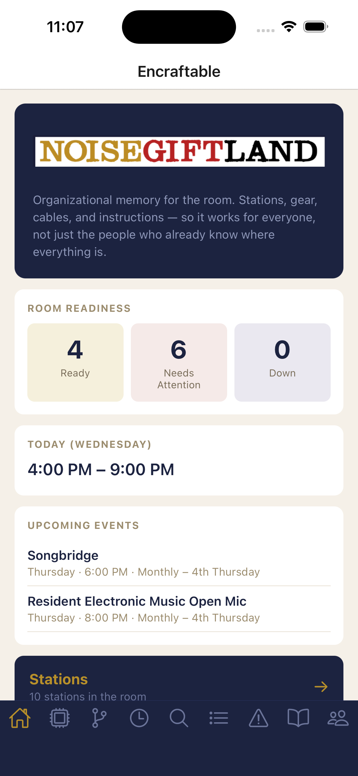 Encraftable makerspace organizational memory app
