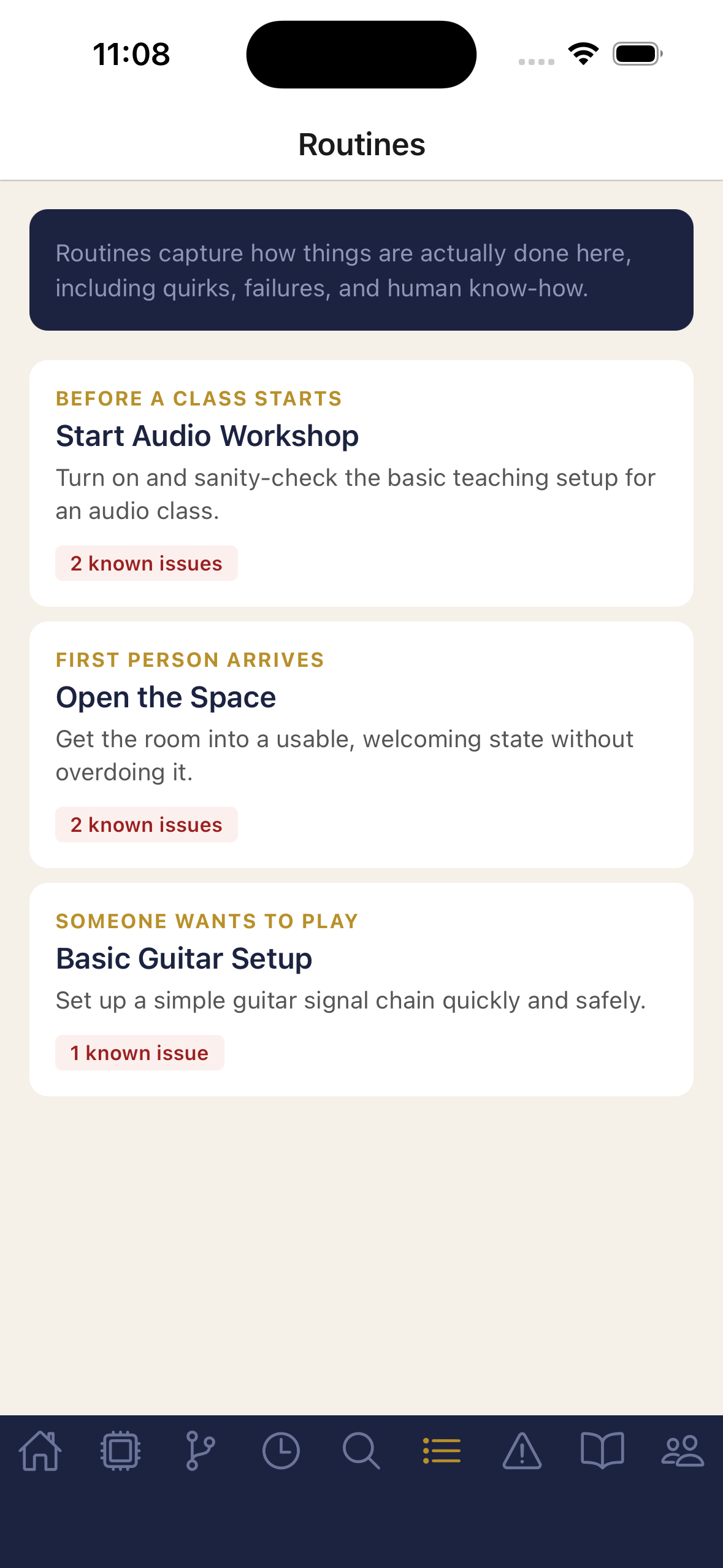 Routines screen capturing how things are actually done
