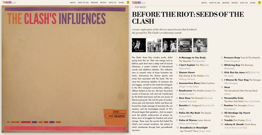 Thingmo music discovery tool